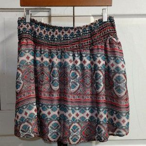 Charlotte Russe Shirred Elastic Waist Skater Skirt-Size XL- Red/Blue/Black/White